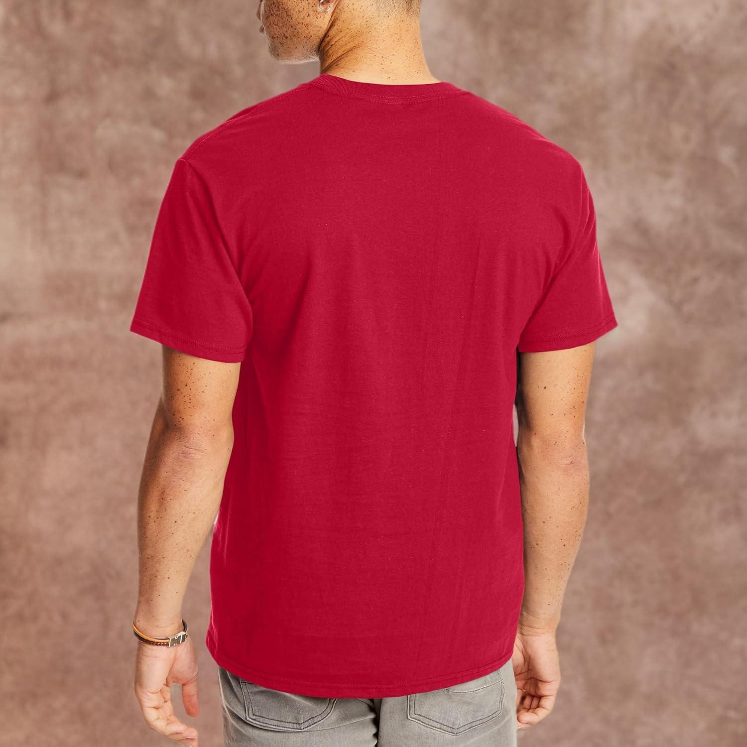 imageHanes Mens Beefyt Pocket Heavyweight Cotton Pocket Tee for Men FullCut TShirt 1 Or 2 PackDeep Red 2 Pack