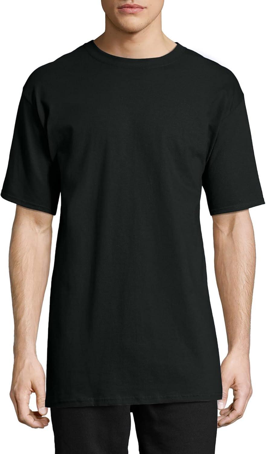 imageHanes Mens Beefyt TShirt Heavyweight Cotton Tee 1 Or 2 Pack Big ampamp TallBlack 2 Pack