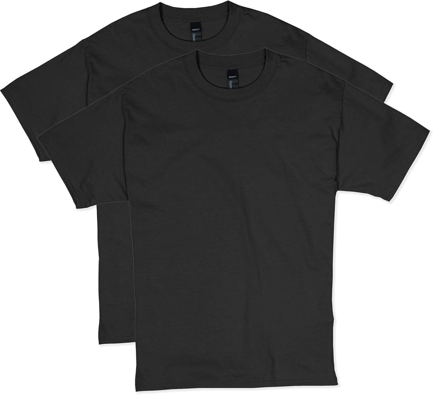 imageHanes Mens Beefyt TShirt Heavyweight Cotton Tee 1 Or 2 Pack Big ampamp TallBlack 2 Pack