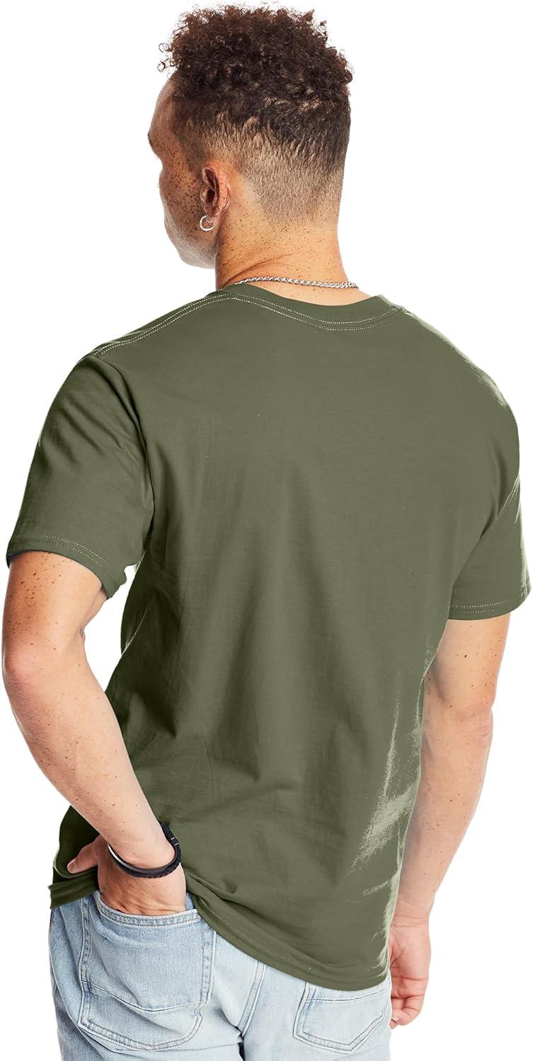 imageHanes Mens Beefyt TShirt Heavyweight Cotton Tee 1 Or 2 Pack Big ampamp TallFatigue Green 1 Pack