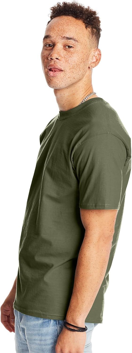 imageHanes Mens Beefyt TShirt Heavyweight Cotton Tee 1 Or 2 Pack Big ampamp TallFatigue Green 1 Pack