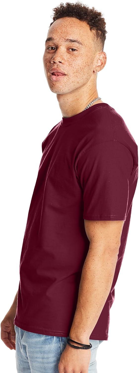 imageHanes Mens Beefyt TShirt Heavyweight Cotton Tee 1 Or 2 Pack Big ampamp TallMaroon 1 Pack