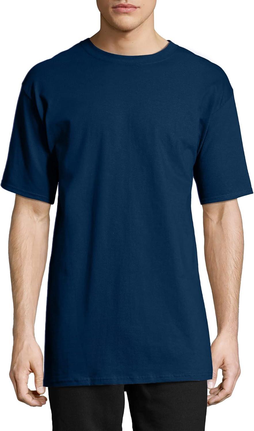 imageHanes Mens Beefyt TShirt Heavyweight Cotton Tee 1 Or 2 Pack Big ampamp TallNavy 2 Pack