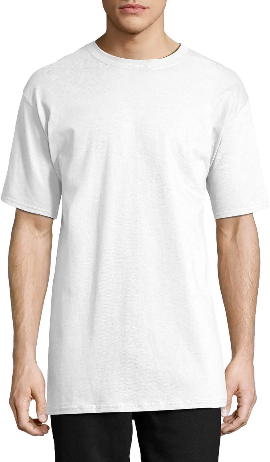 imageHanes Mens Beefyt TShirt Heavyweight Cotton Tee 1 Or 2 Pack Big ampamp TallWhite 2 Pack