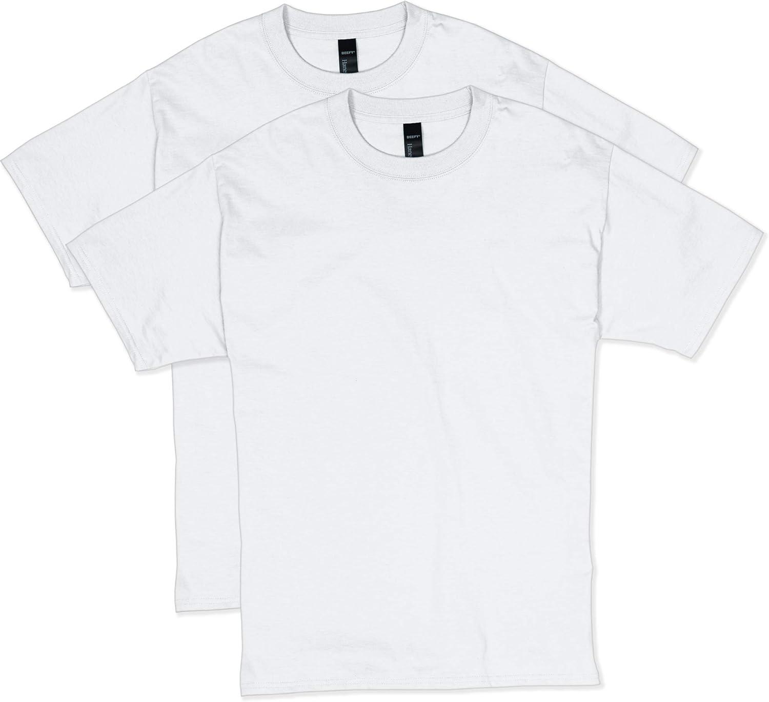imageHanes Mens Beefyt TShirt Heavyweight Cotton Tee 1 Or 2 Pack Big ampamp TallWhite 2 Pack