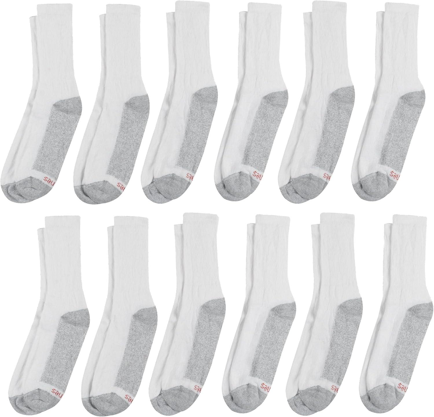 imageHanes Mens Double Tough Socks Crew and Ankle Moisturing Wicking Socks Black ampamp White MultiPacksWhite 12 Pack