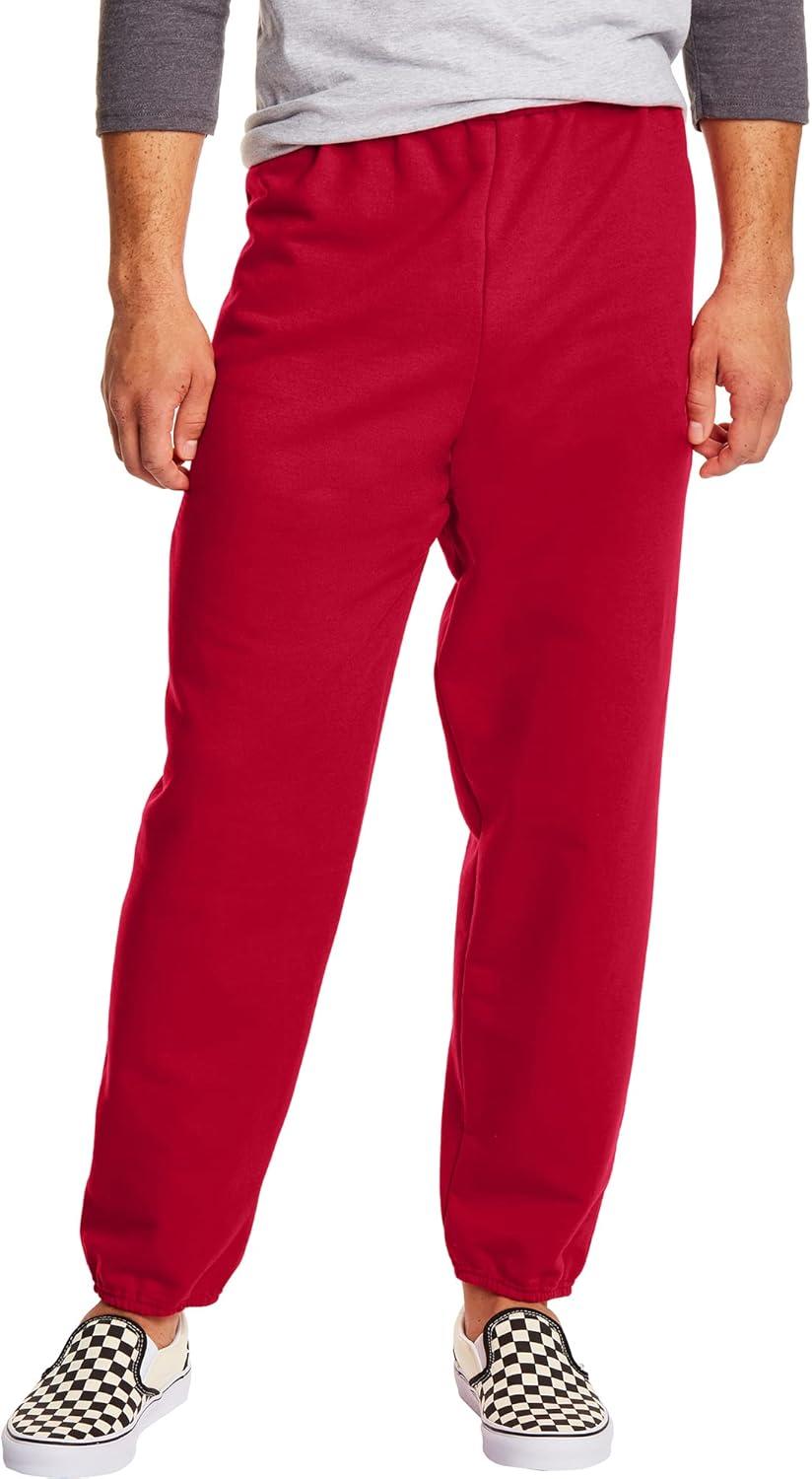 imageHanes Mens EcoSmart Best Sweatpants Athletic Lounge Pants with Cinched Cuffs 1 Or 2 PackDeep Red 2 Pack