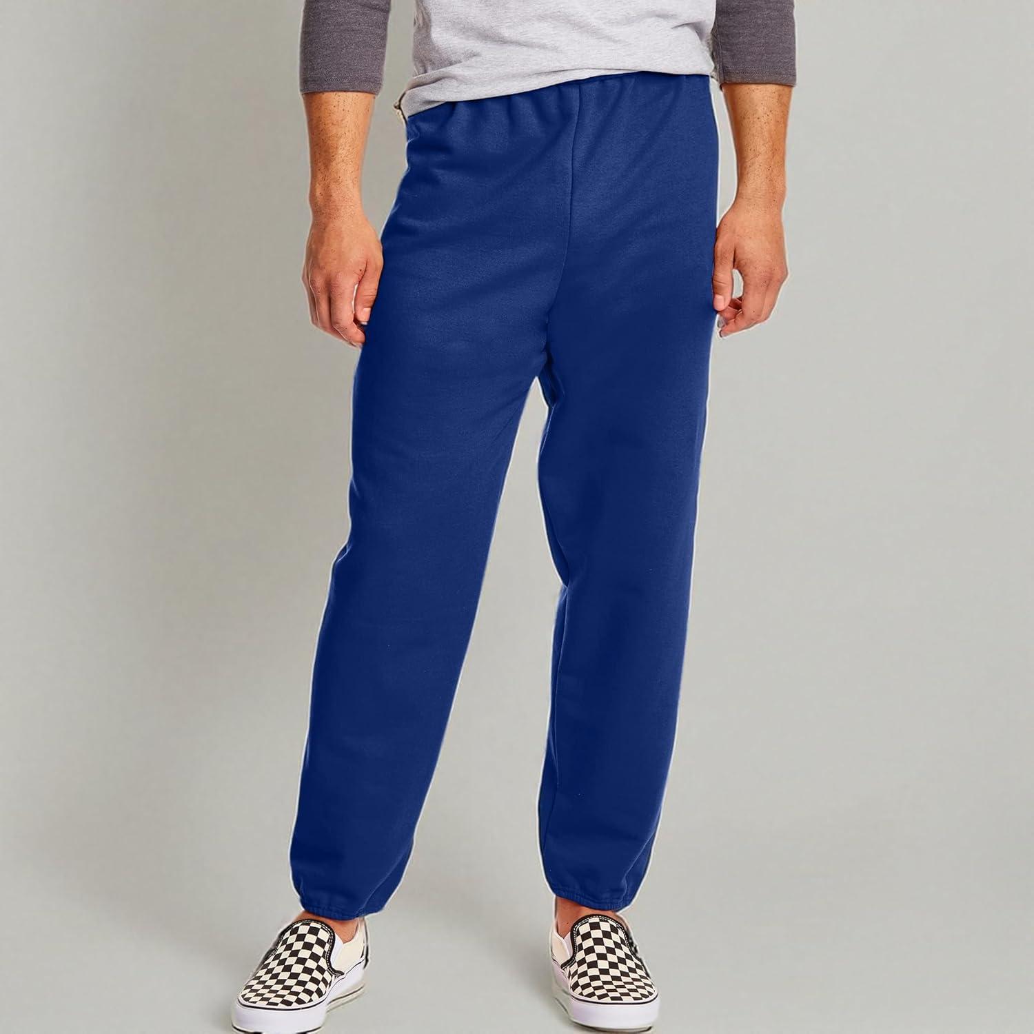 imageHanes Mens EcoSmart Best Sweatpants Athletic Lounge Pants with Cinched Cuffs 1 Or 2 PackDeep Royal 2 Pack