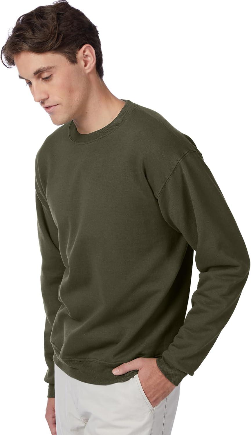 imageHanes Mens EcoSmart Sweatshirt 2 PackFatigue Green 1 Pack