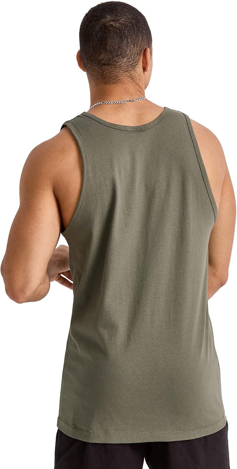 imageHanes Mens Essentials Tank Top Pack Midweight Cotton Tanks Sleeveless Shirts 3PackCamouflage Green