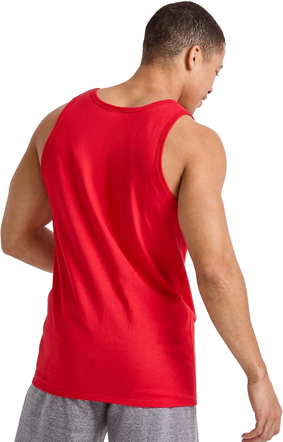 imageHanes Mens Essentials Tank Top Pack Midweight Cotton Tanks Sleeveless Shirts 3PackChampion Scarlet