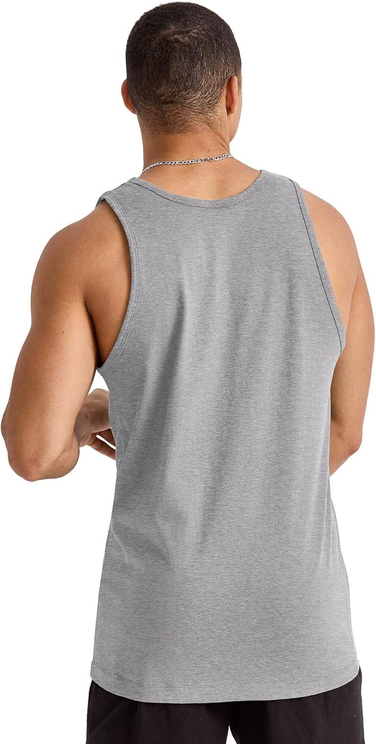 imageHanes Mens Essentials Tank Top Pack Midweight Cotton Tanks Sleeveless Shirts 3PackOxford Gray