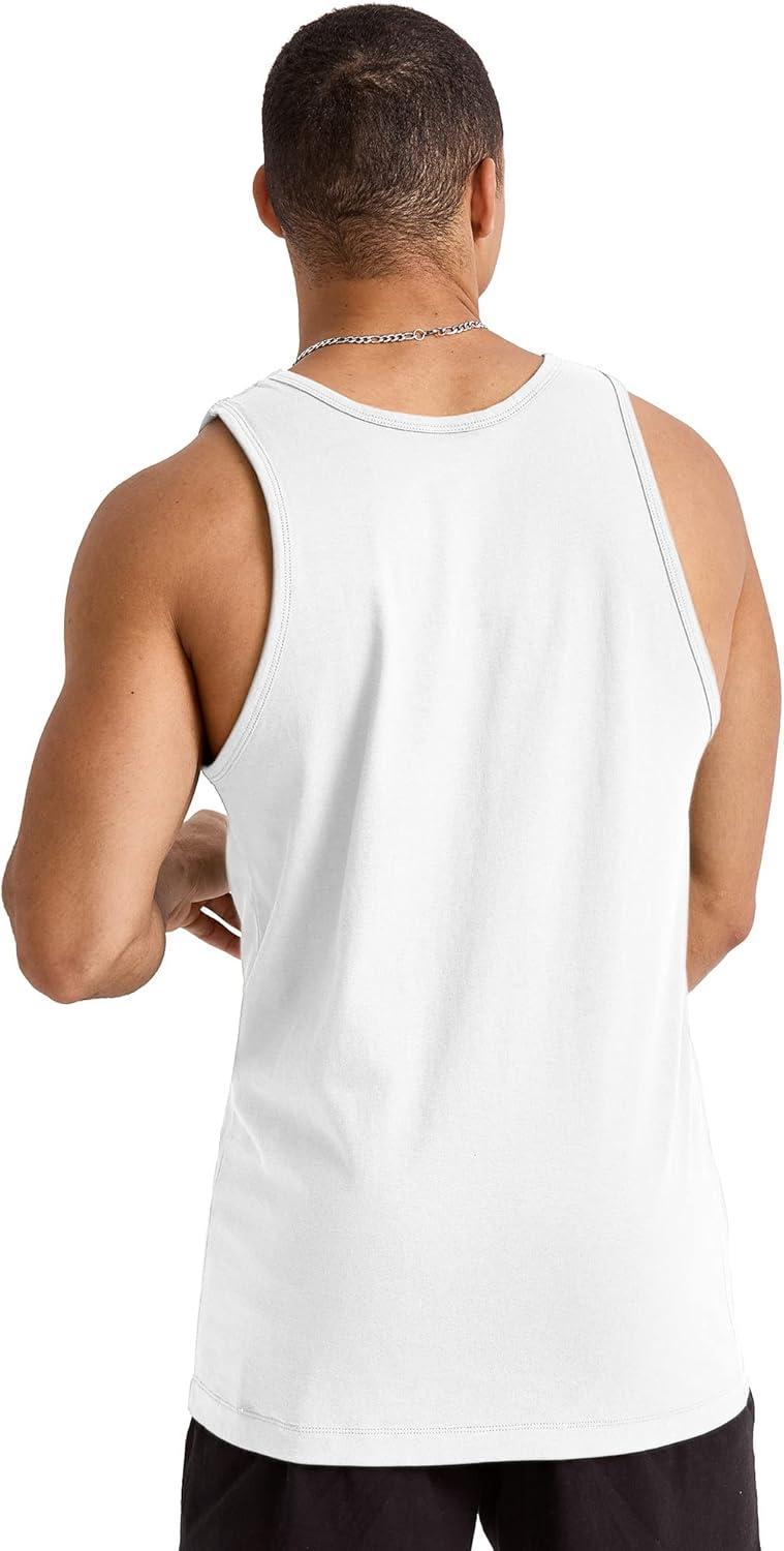imageHanes Mens Essentials Tank Top Pack Midweight Cotton Tanks Sleeveless Shirts 3PackWhite