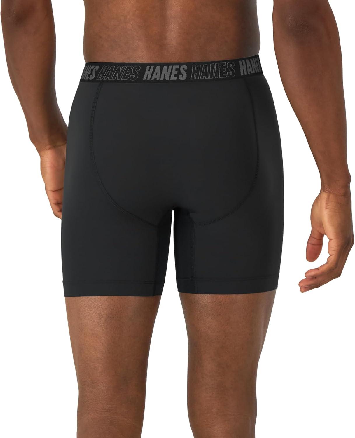 imageHanes Mens Moves AntiChafe Undewear Boxer Briefs Pack Total Support Pouch Cooling Trunks AvailBlack