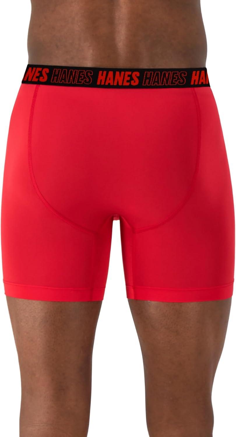 imageHanes Mens Moves AntiChafe Undewear Boxer Briefs Pack Total Support Pouch Cooling Trunks AvailRedGreyBlack