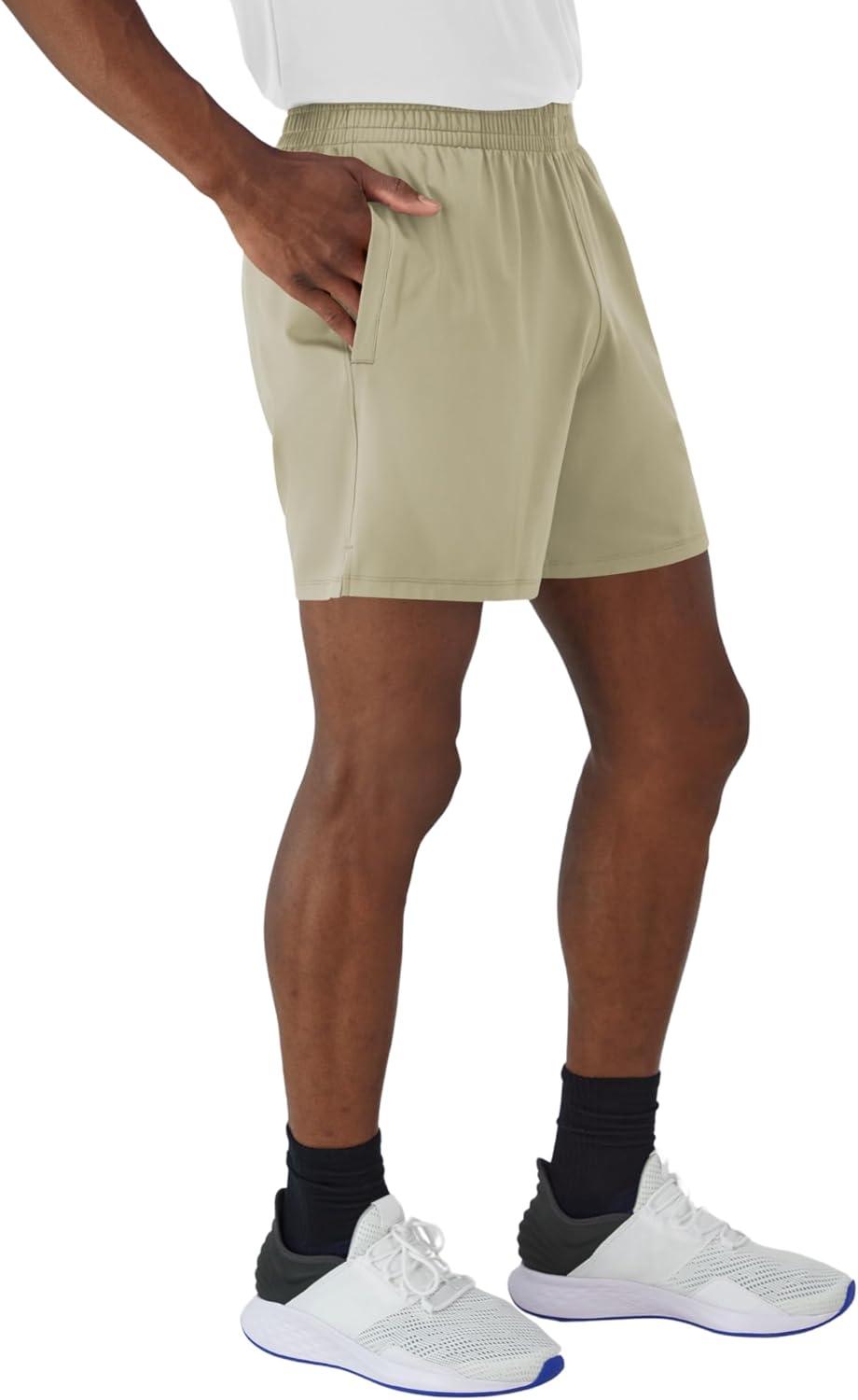 imageHanes Mens Moves Performance Shorts Athletic MoistureWicking Shorts with Pockets 6 InseamAlfalfa