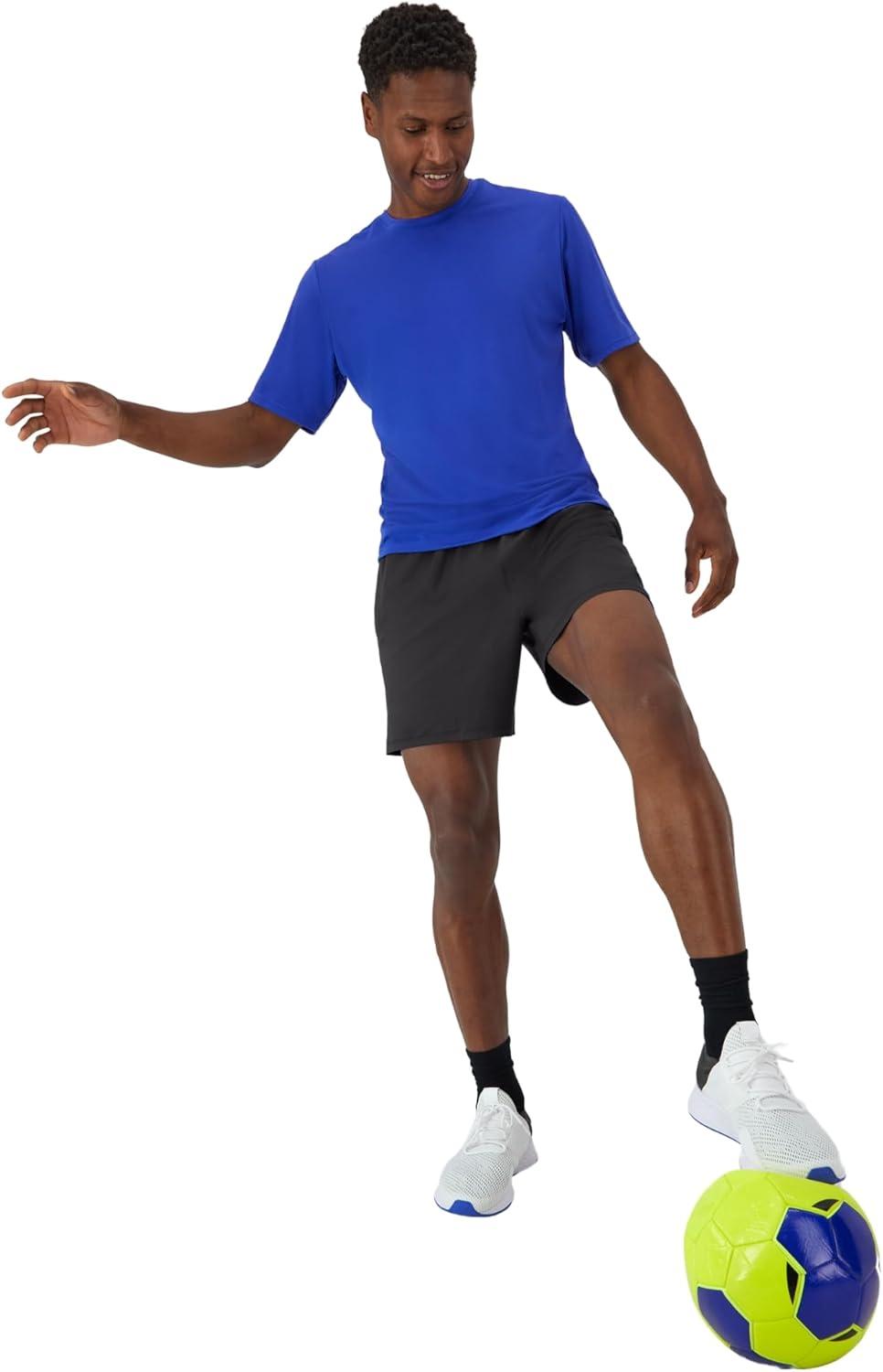 imageHanes Mens Moves Performance Shorts Athletic MoistureWicking Shorts with Pockets 6 InseamBlack