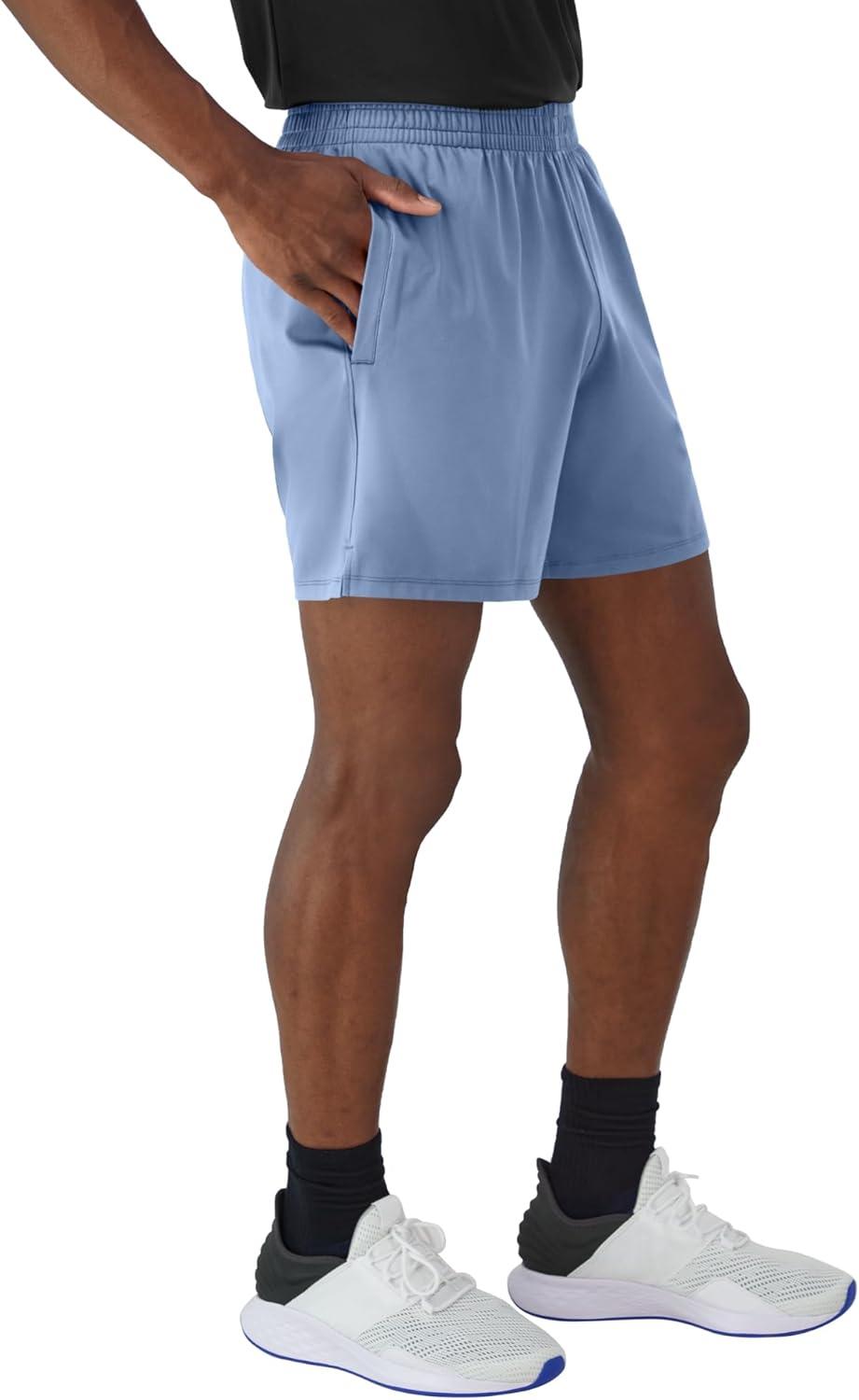 imageHanes Mens Moves Performance Shorts Athletic MoistureWicking Shorts with Pockets 6 InseamBlue Dive