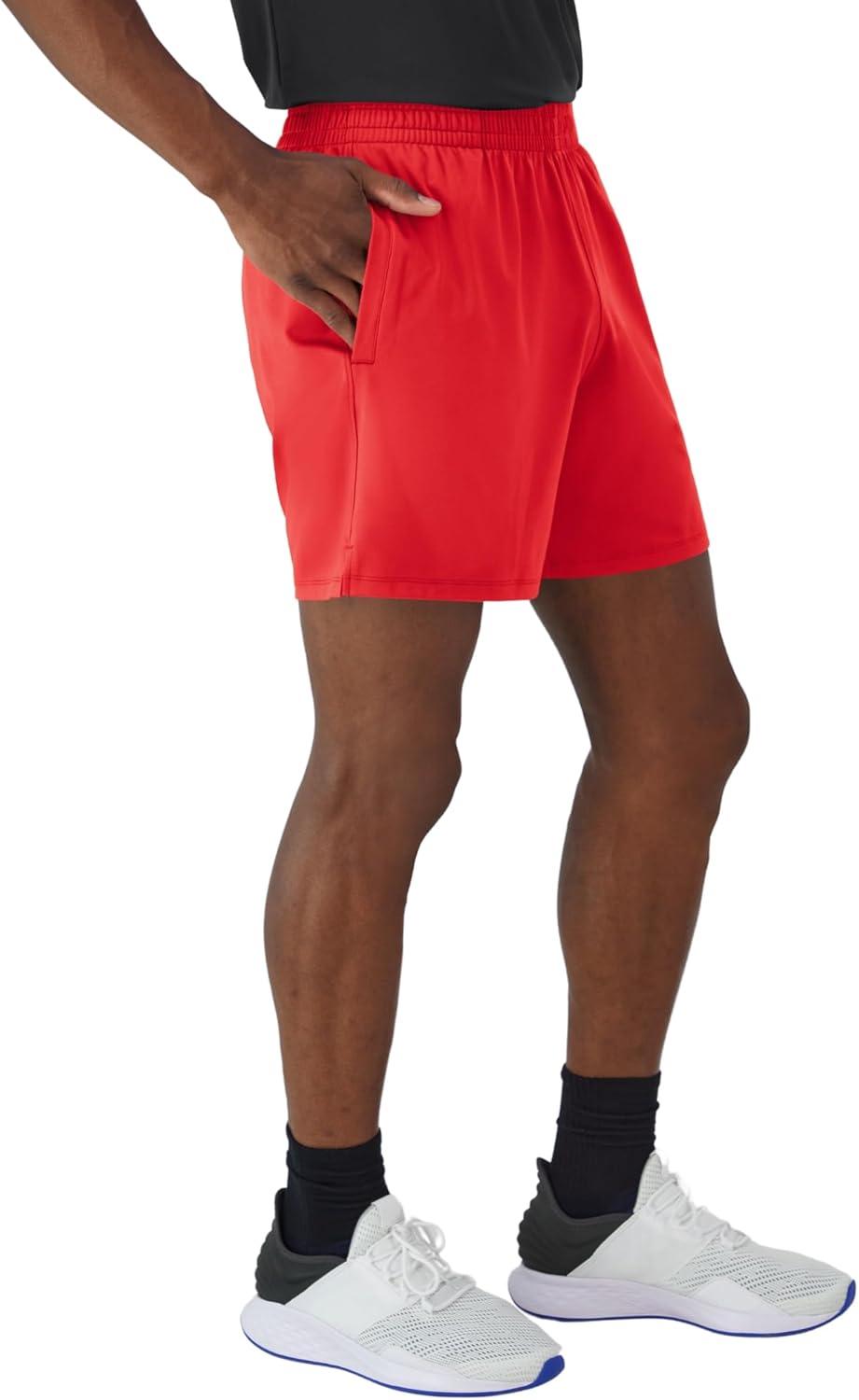 imageHanes Mens Moves Performance Shorts Athletic MoistureWicking Shorts with Pockets 6 InseamHolly Berry Red