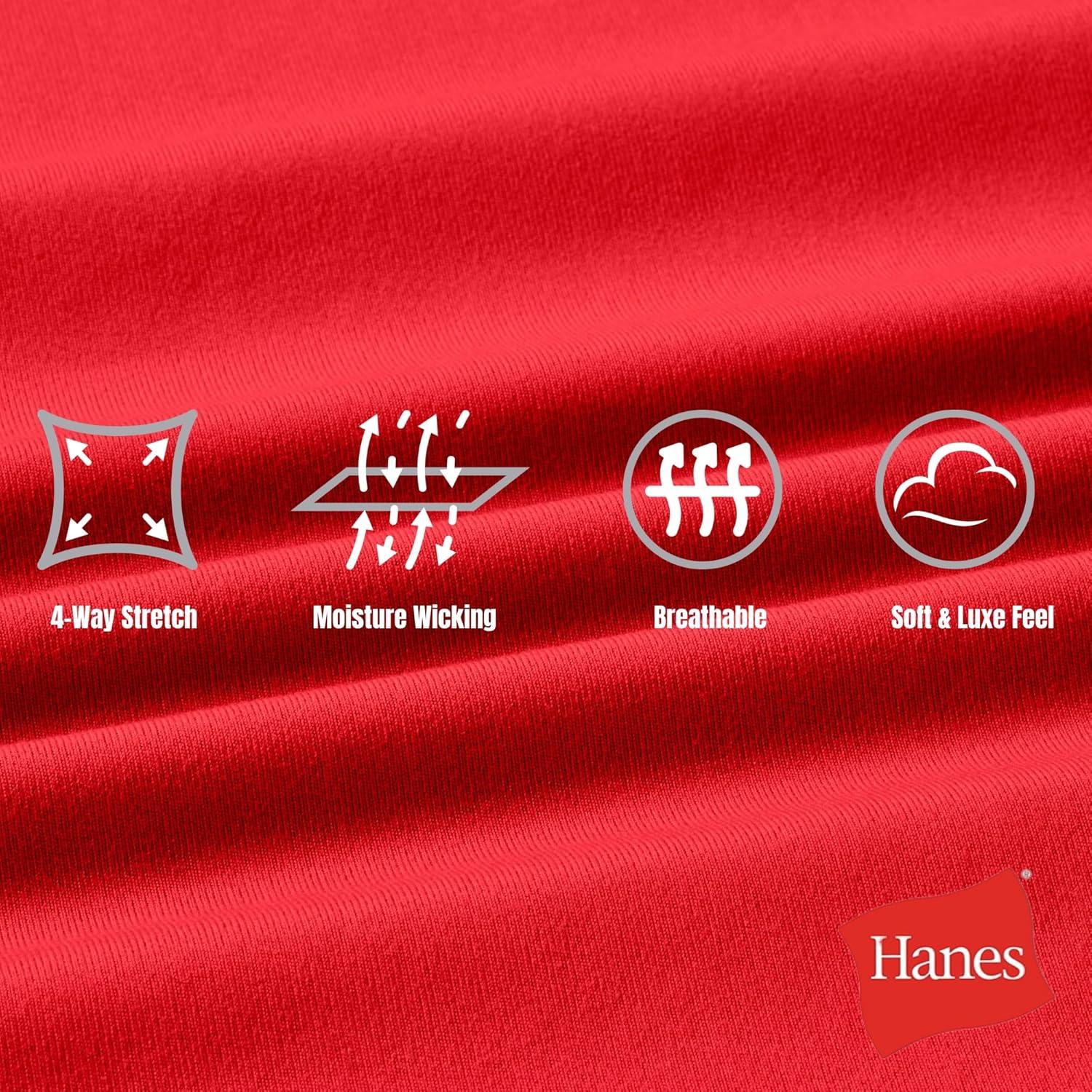 imageHanes Mens Moves Performance Shorts Athletic MoistureWicking Shorts with Pockets 6 InseamHolly Berry Red