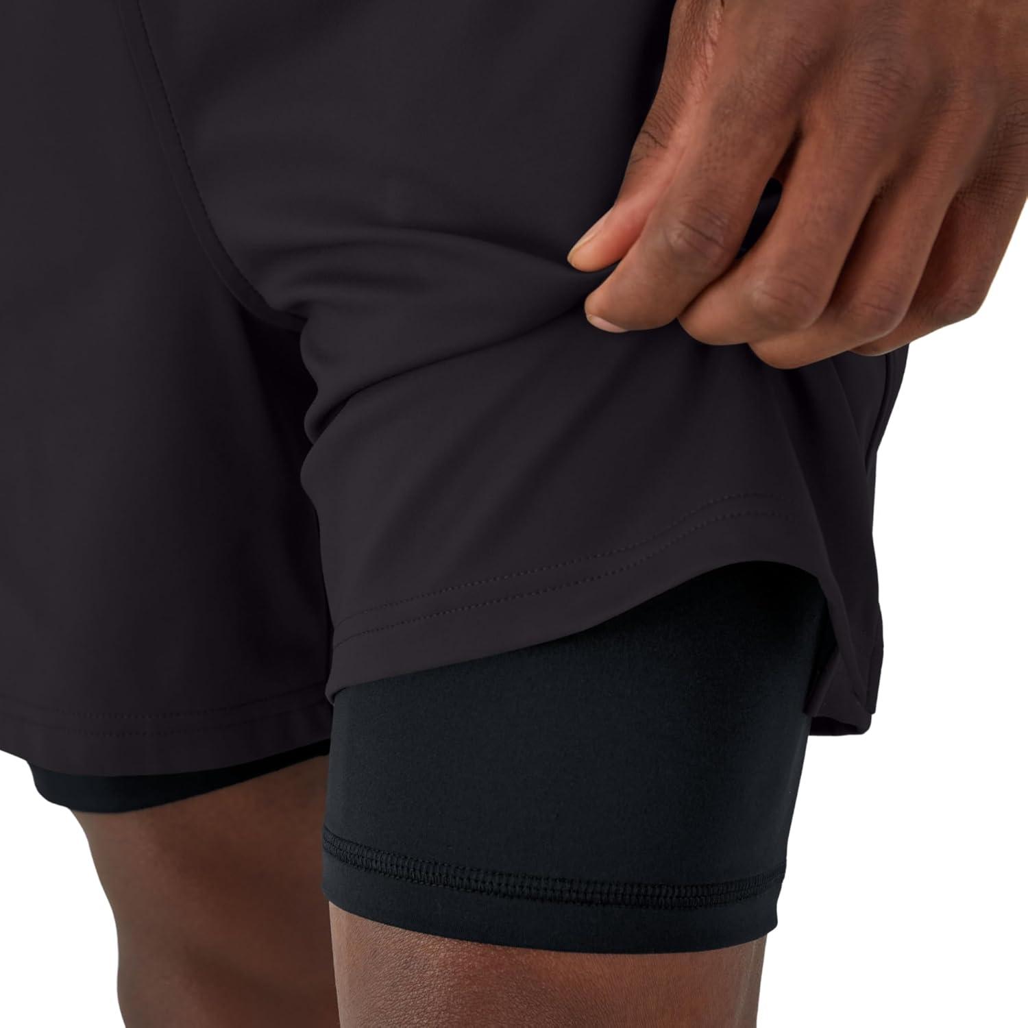 imageHanes Mens Moves Workout Boxer Brief Liner ampamp Total Support Pouch MoistureWicking Shorts 5 InseamBlack