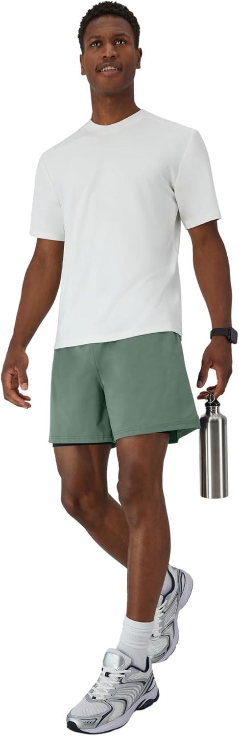 imageHanes Mens Moves Workout Boxer Brief Liner ampamp Total Support Pouch MoistureWicking Shorts 5 InseamHerbal Olive GreenBlack