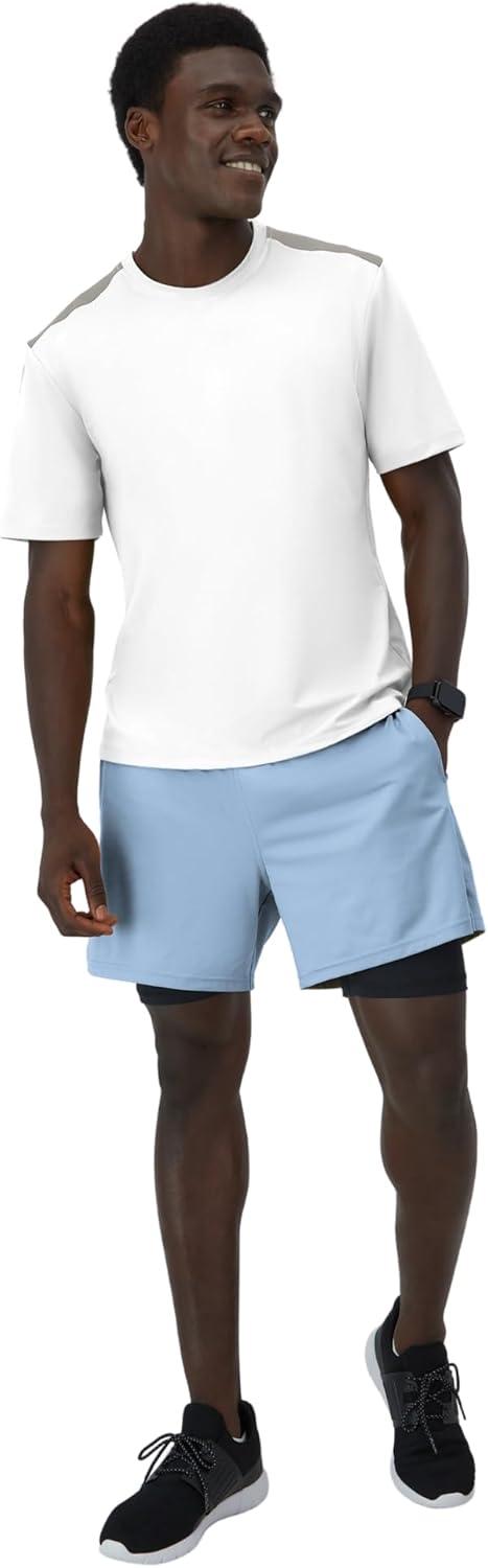 imageHanes Mens Moves Workout Boxer Brief Liner ampamp Total Support Pouch MoistureWicking Shorts 5 InseamUpstate BlueBlack