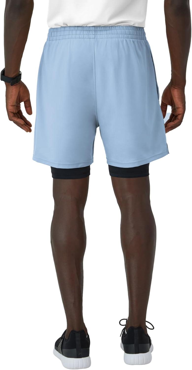 imageHanes Mens Moves Workout Boxer Brief Liner ampamp Total Support Pouch MoistureWicking Shorts 5 InseamUpstate BlueBlack