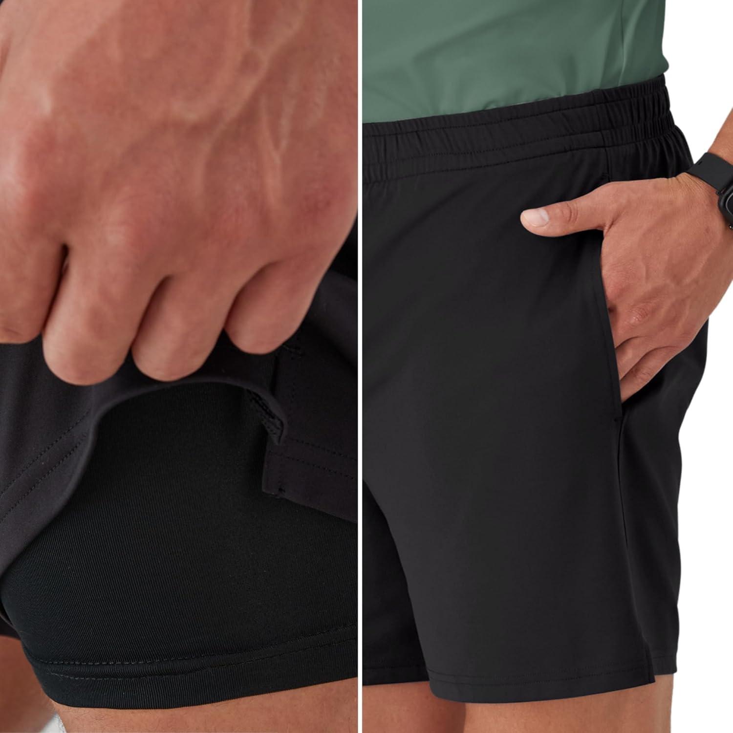 imageHanes Mens Moves Workout Boxer Brief Liner ampamp Total Support Pouch MoistureWicking Shorts 7 InseamBlack