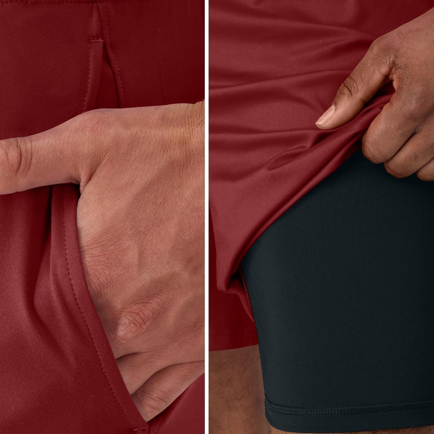 imageHanes Mens Moves Workout Boxer Brief Liner ampamp Total Support Pouch MoistureWicking Shorts 7 InseamCardinal Red