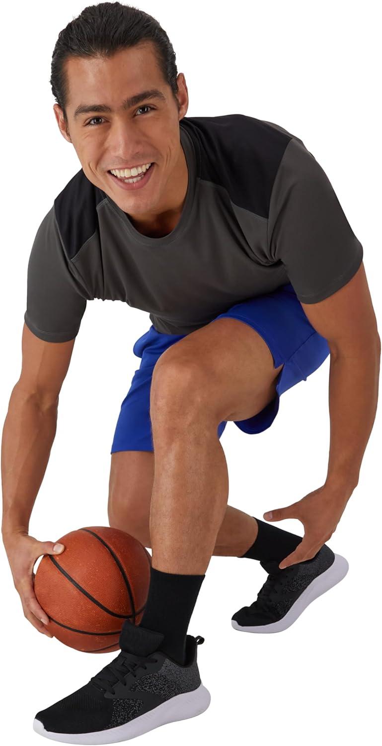 imageHanes Mens Moves Workout Boxer Brief Liner ampamp Total Support Pouch MoistureWicking Shorts 7 InseamDeep Royal