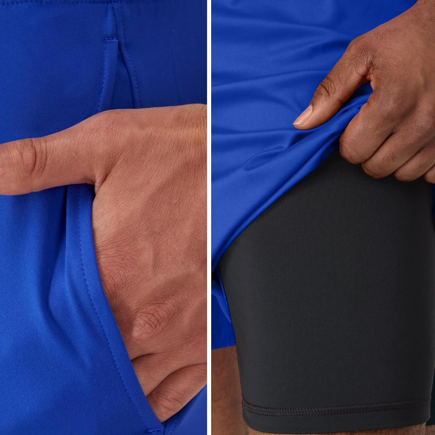 imageHanes Mens Moves Workout Boxer Brief Liner ampamp Total Support Pouch MoistureWicking Shorts 7 InseamDeep Royal