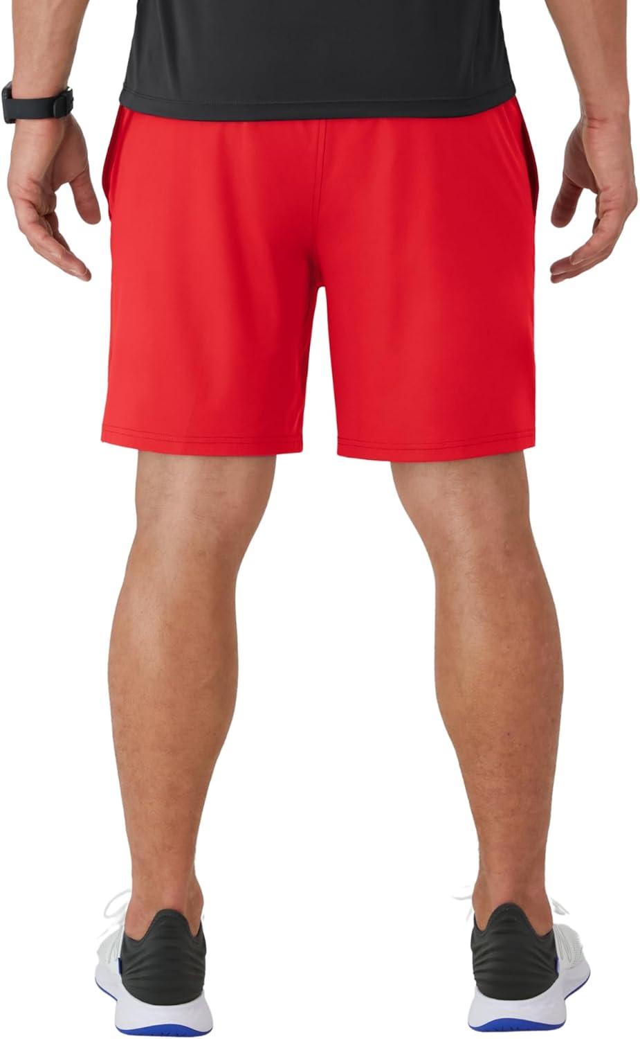 imageHanes Mens Moves Workout Boxer Brief Liner ampamp Total Support Pouch MoistureWicking Shorts 7 InseamHolly Berry Red