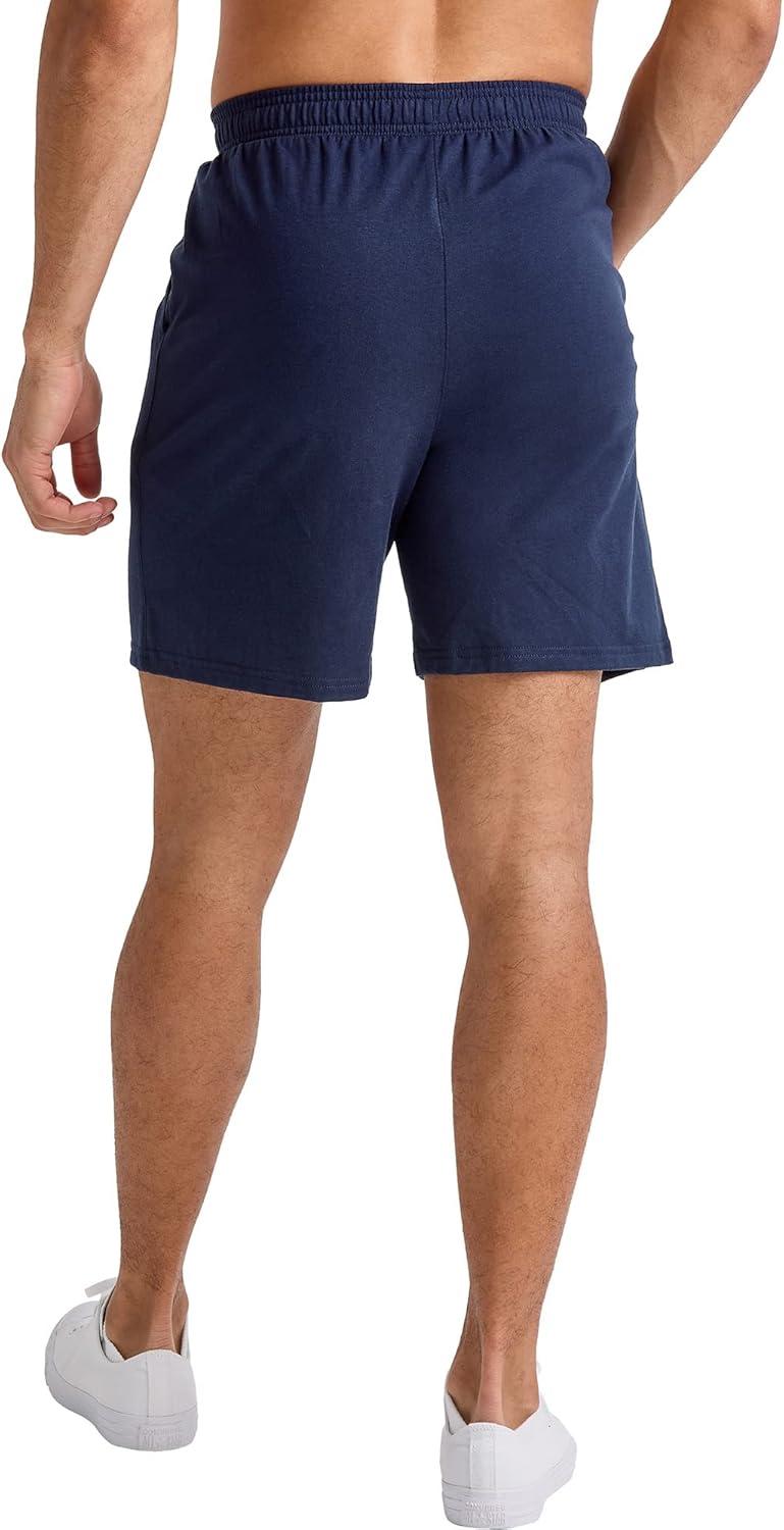imageHanes Mens Originals Cotton Pockets Pullon Jersey Gym Shorts 7quotAthletic Navy