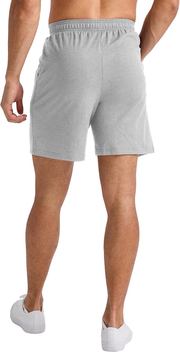 imageHanes Mens Originals Cotton Pockets Pullon Jersey Gym Shorts 7quotLight Steel