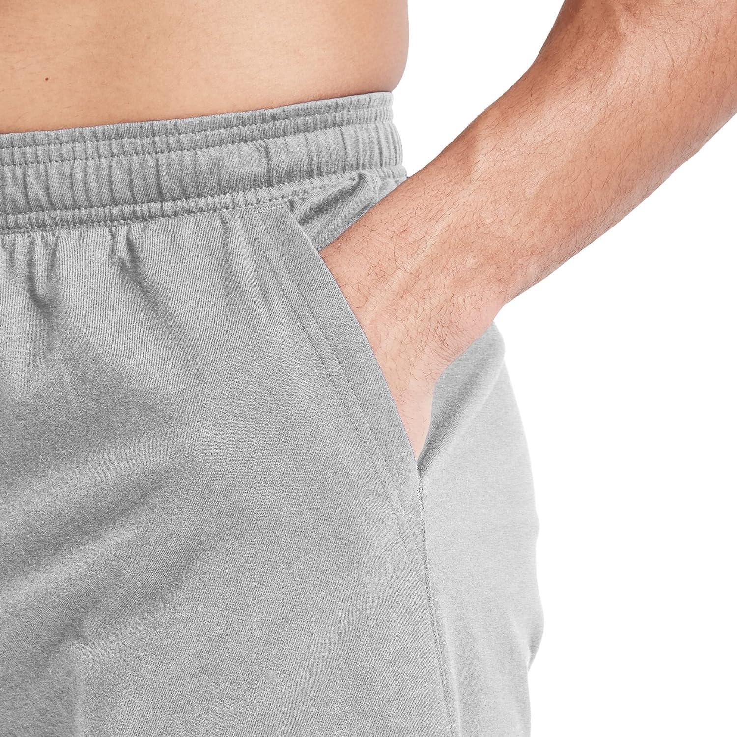 imageHanes Mens Originals Cotton Pockets Pullon Jersey Gym Shorts 7quotLight Steel