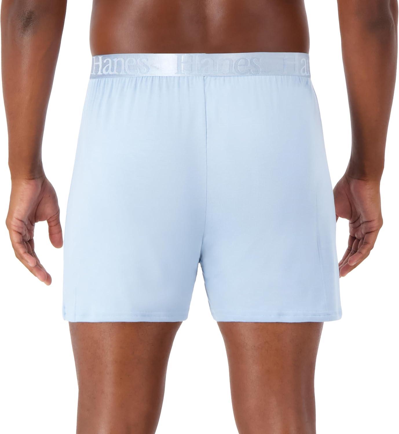 imageHanes Mens Originals Knit Boxers Supersoft Bamboo from Viscose Underwear 3PackBlack Light Blue Grey 3 Pack