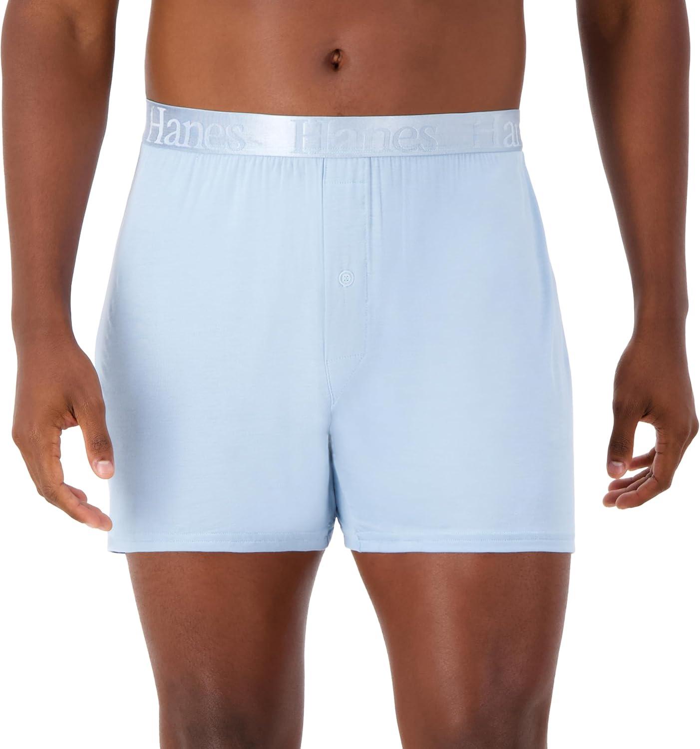 imageHanes Mens Originals Knit Boxers Supersoft Bamboo from Viscose Underwear 3PackBlack Light Blue Grey 3 Pack