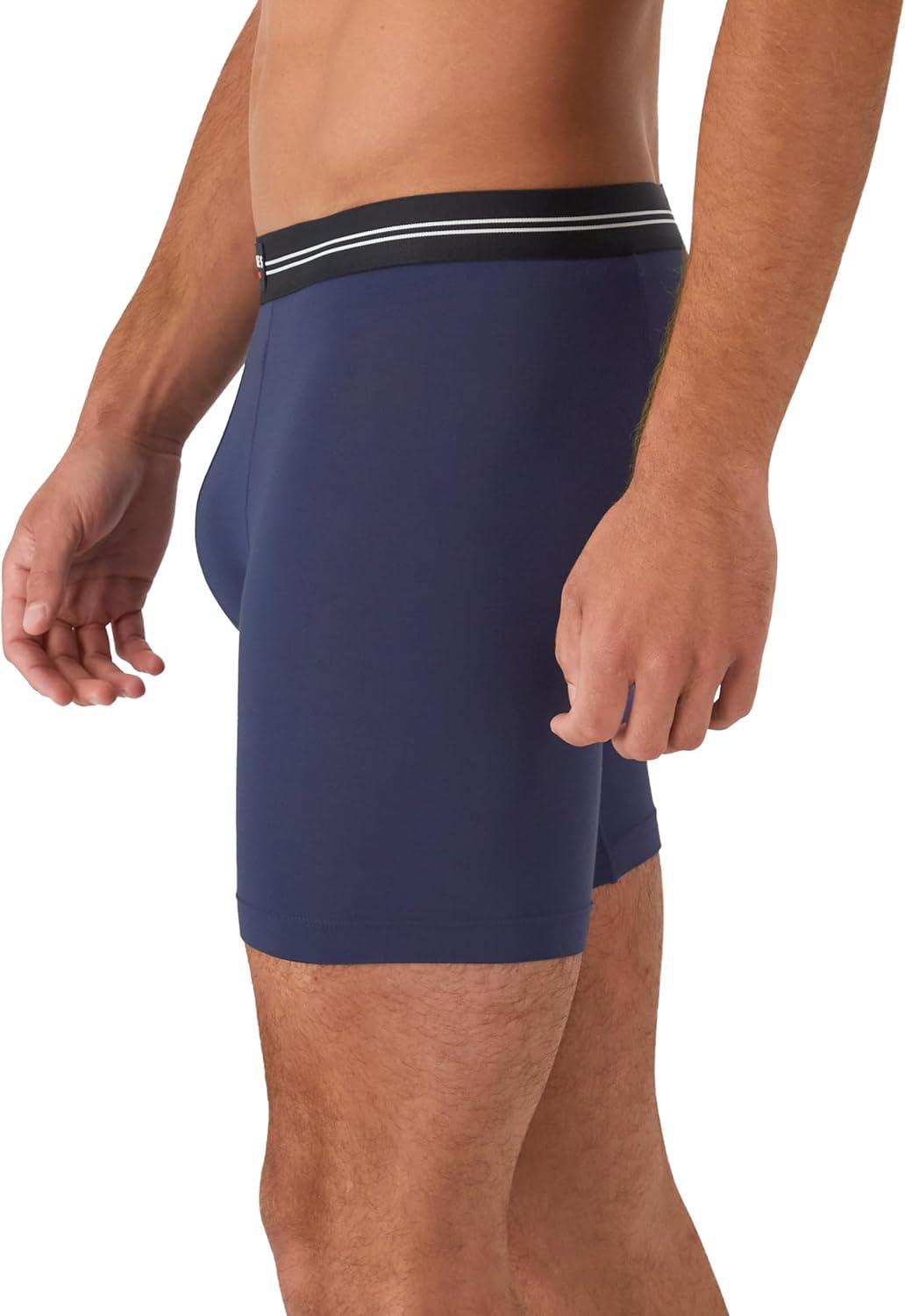 imageHanes Mens Perfect Flex Breathable Boxer Brief Underwear Lightweight Luxe Modal Blend Supportive Pouch 1PackBlue