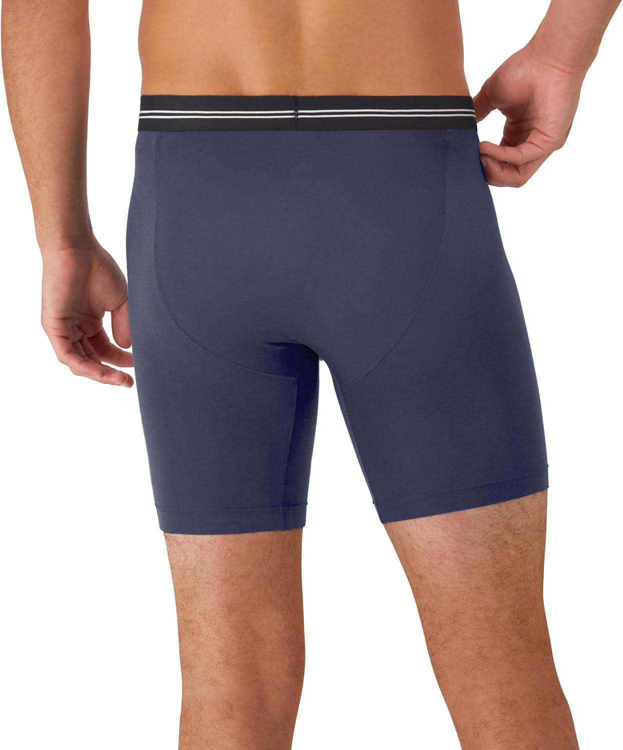 imageHanes Mens Perfect Flex Breathable Boxer Brief Underwear Lightweight Luxe Modal Blend Supportive Pouch 1PackBlue