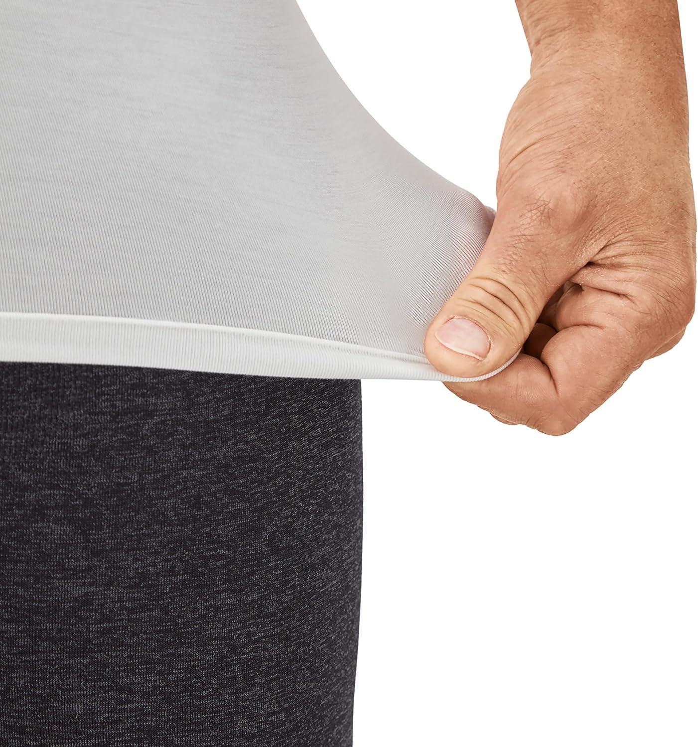 imageHanes Mens Perfect Flex Crewneck Tee 1Pack Stay Tucked Fitted Undershirt Slim Fit Tight on Arms White ampamp BlackWhite