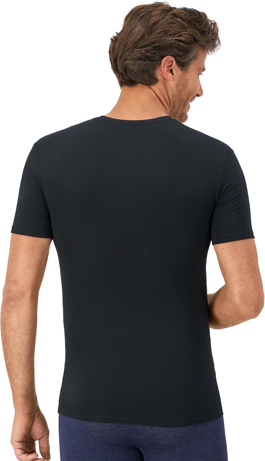 imageHanes Mens Perfect Flex VNeck Tee Stay Tucked Undershirt Slim Fit Tight on Arms TShirt White ampamp BlackBlack