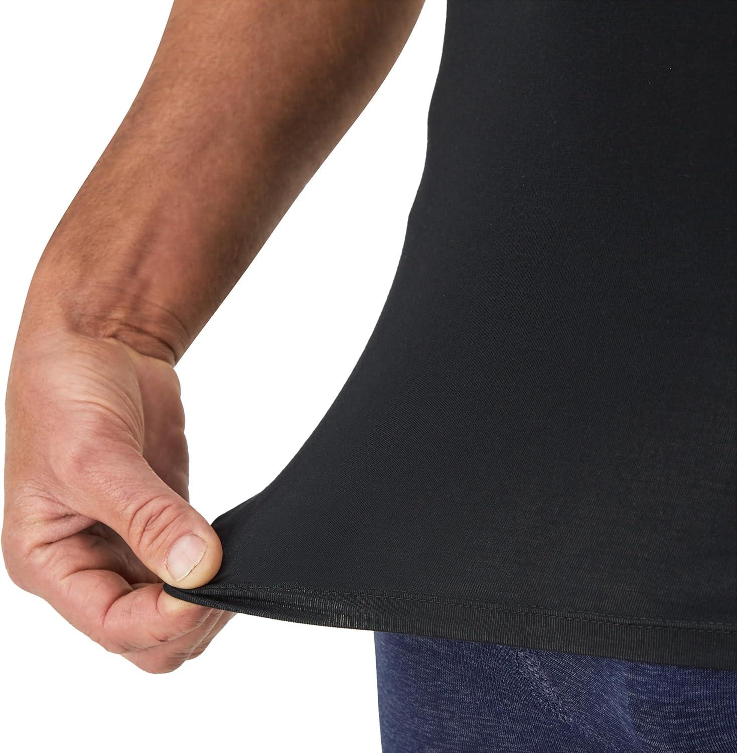 imageHanes Mens Perfect Flex VNeck Tee Stay Tucked Undershirt Slim Fit Tight on Arms TShirt White ampamp BlackBlack