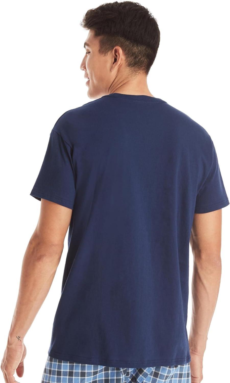 imageHanes Mens Pocket TShirt Pack 6Pack Cool ampamp Breathable Cotton Tees StayTucked Undershirts for MenGrey Heather Black White Navy Blue Heather