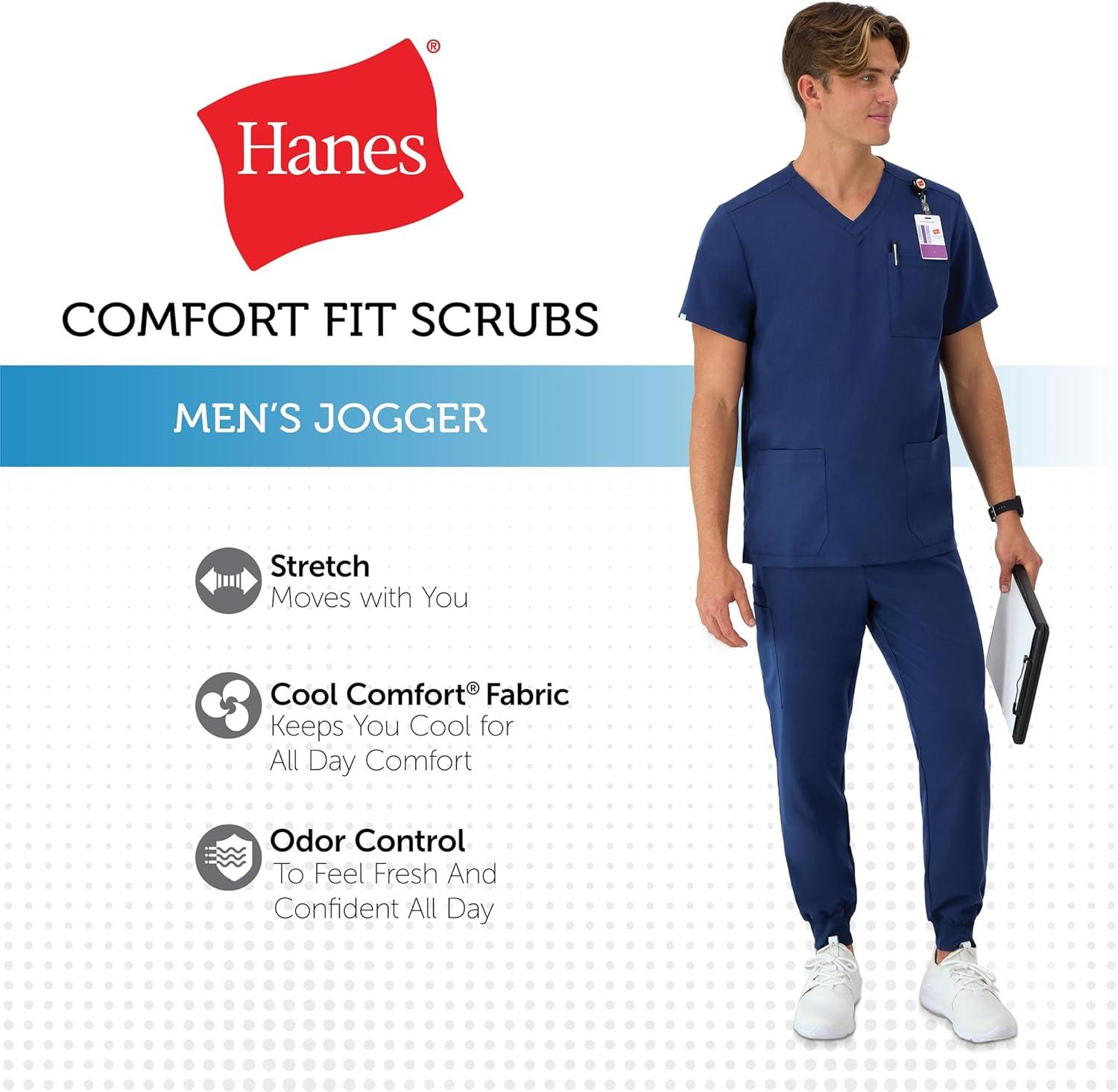 imageHanes Mens Scrubs Healthcare Joggers Scrub Joggers for Men MoistureWicking ampamp Odor Control Multiple PocketsAthletic Navy