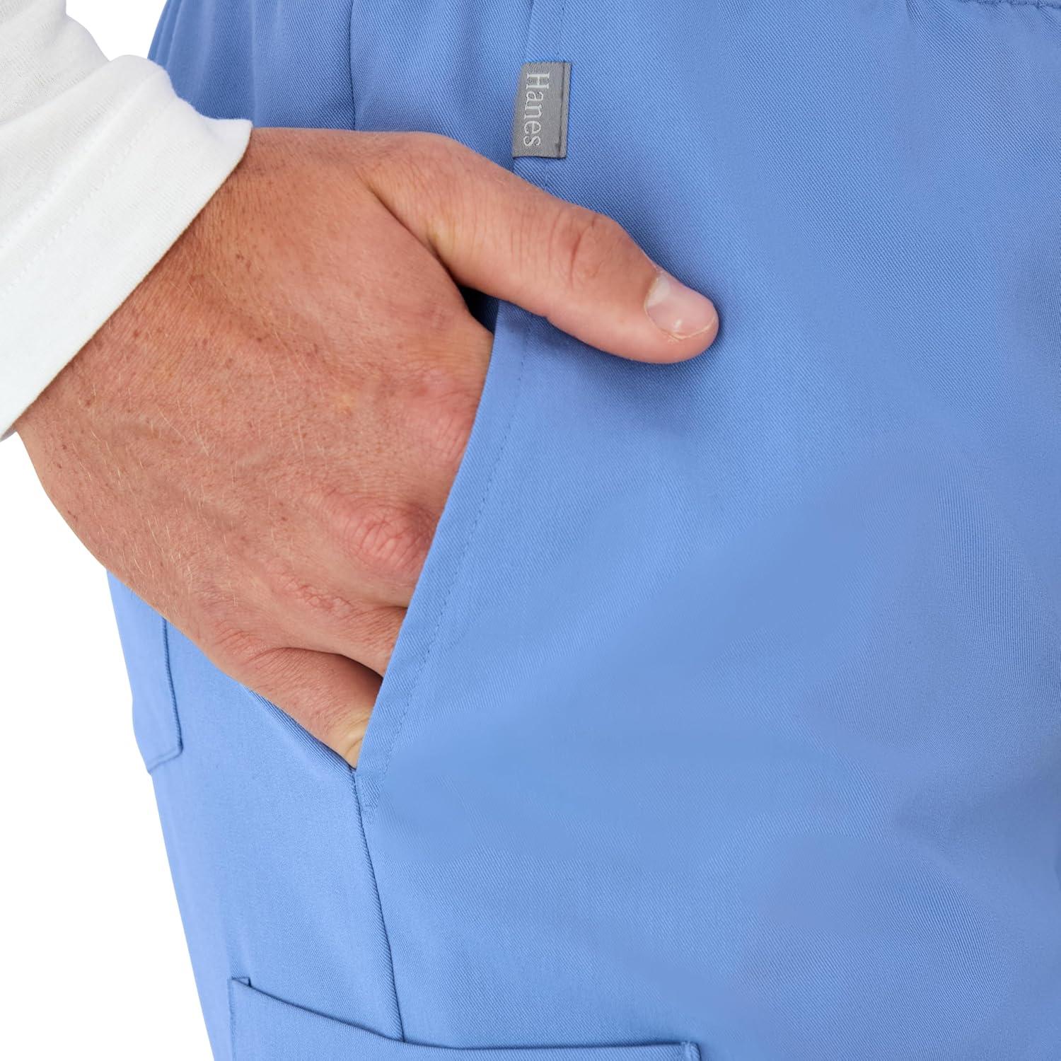 imageHanes Mens Scrubs Healthcare Joggers Scrub Joggers for Men MoistureWicking ampamp Odor Control Multiple PocketsCeil Blue 2