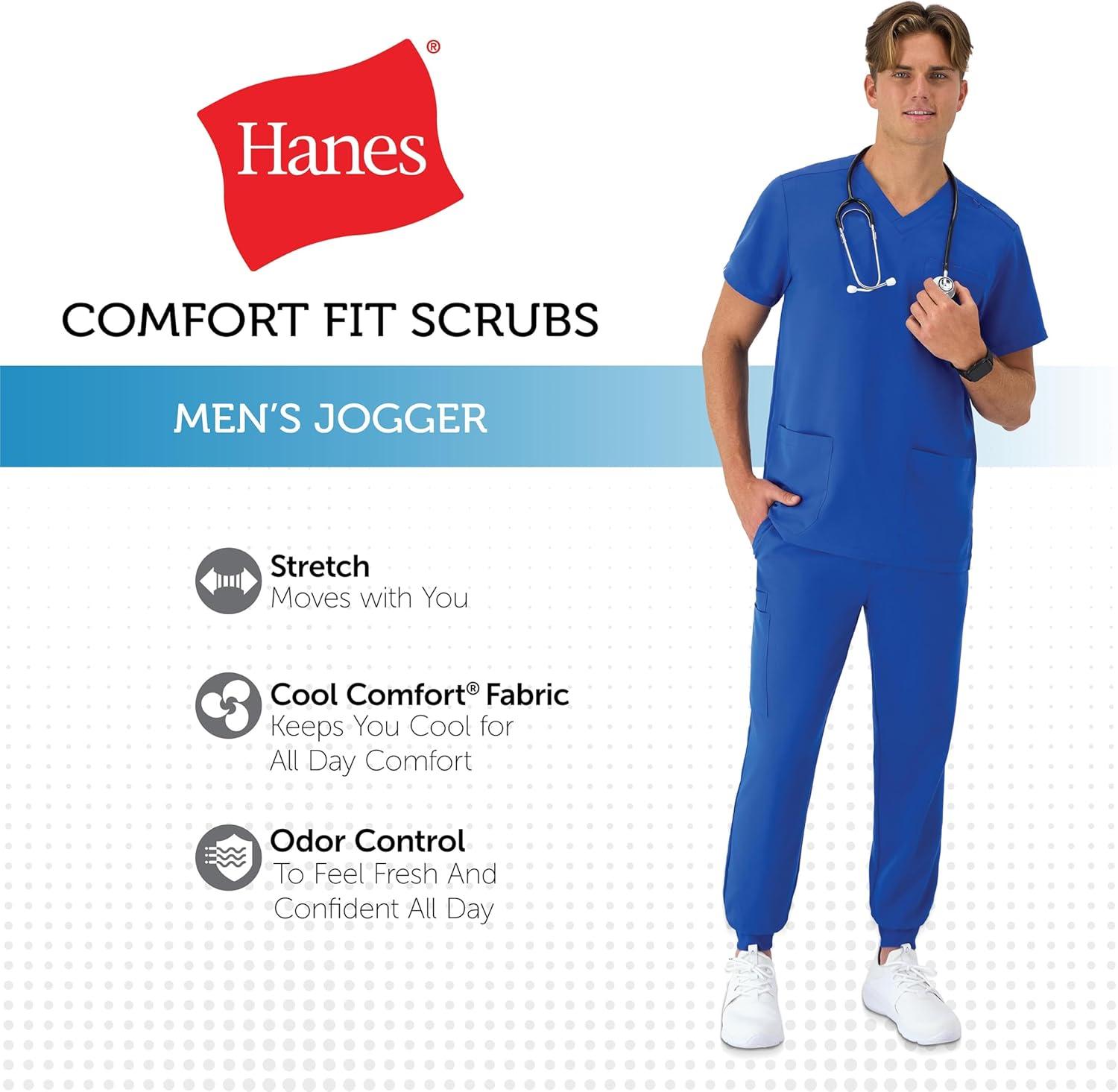 imageHanes Mens Scrubs Healthcare Joggers Scrub Joggers for Men MoistureWicking ampamp Odor Control Multiple PocketsRoyal Blue