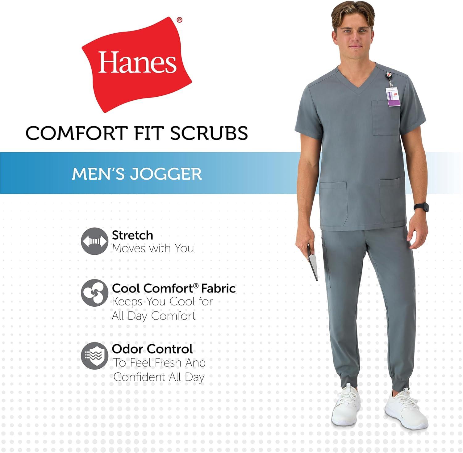 imageHanes Mens Scrubs Healthcare Joggers Scrub Joggers for Men MoistureWicking ampamp Odor Control Multiple PocketsSlate Grey