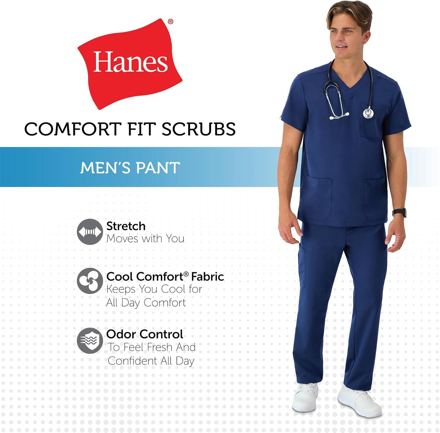 imageHanes Mens Scrubs Healthcare Pants Scrub Pants for Men MoistureWicking ampamp Odor Control 5 PocketsAthletic Navy