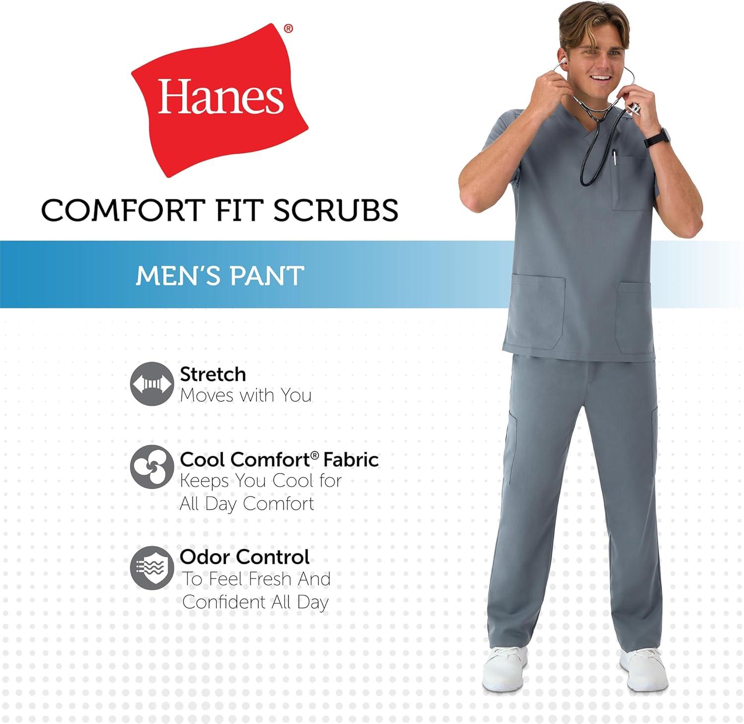 imageHanes Mens Scrubs Healthcare Pants Scrub Pants for Men MoistureWicking ampamp Odor Control 5 PocketsSlate Grey